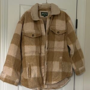 American Eagle Tan and Cream Checkered Jacket